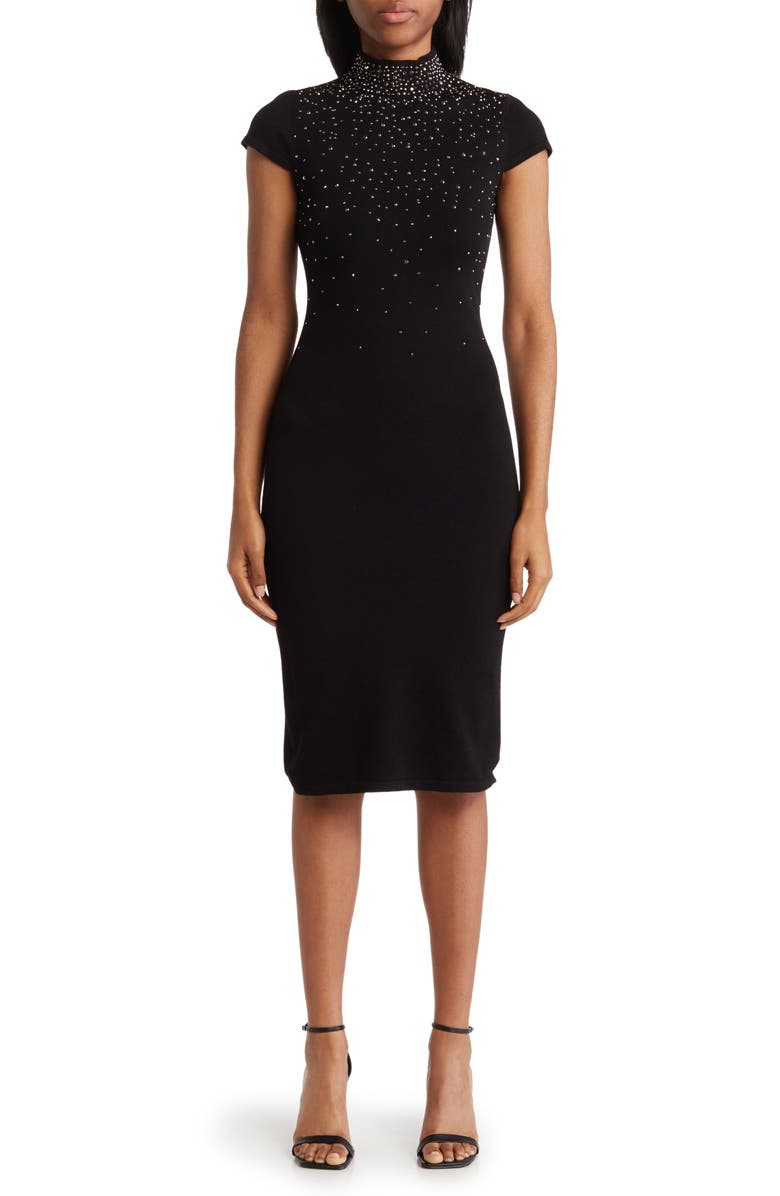 Eliza J Mock Neck Sheath Dress, Main, color,