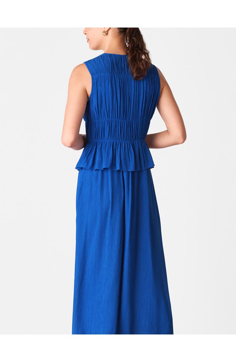 Whistles Sleeveless Shirred V-Neck Midi Dress, Alternate, color, Cobalt Blue