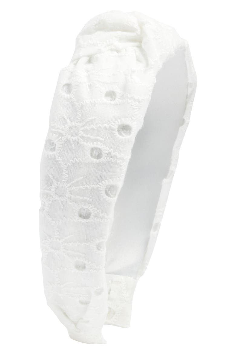 Knotted Eyelet Headband, Main, color, WHITE