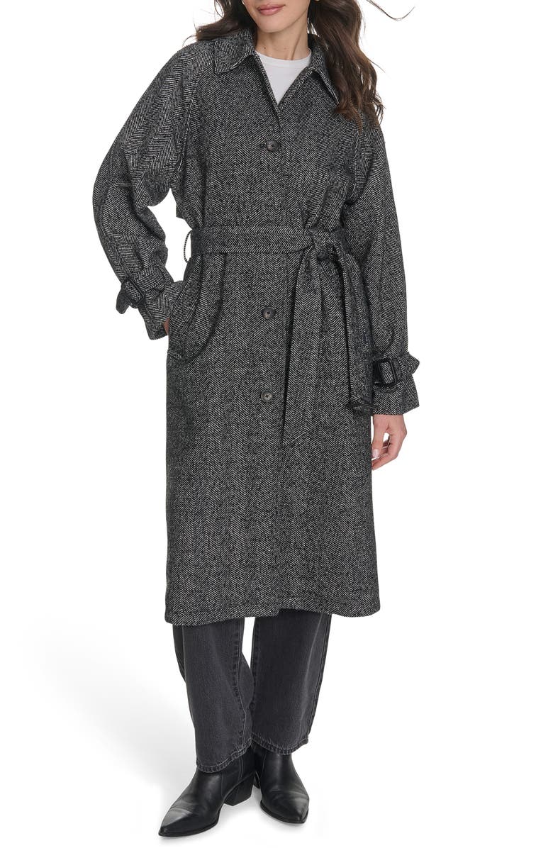 Levi's Belted Longline Coat, Main, color, Houndstooth
