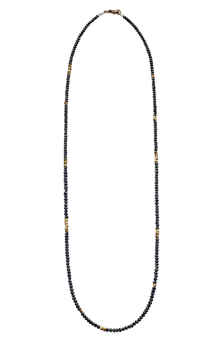 Sethi Couture Noir Black Diamond & Gold Bead Necklace, Main, color, Black
