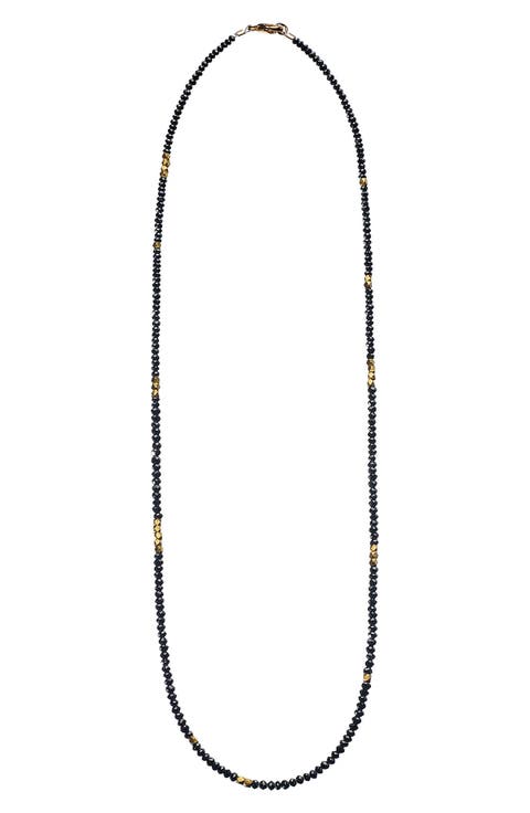Noir Black Diamond & Gold Bead Necklace
