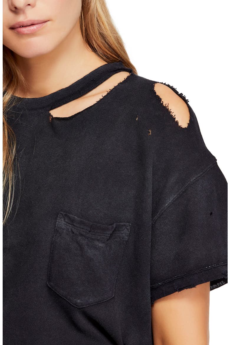 Lucky Distressed Tee, Alternate, color, BLACK