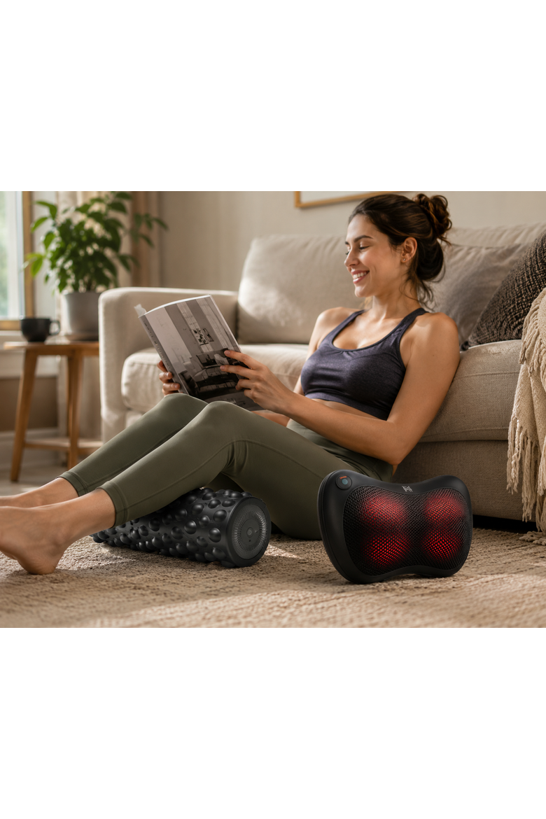 Vibrating Foam Roller & Shiatsu Neck Massager, Alternate, color, Black