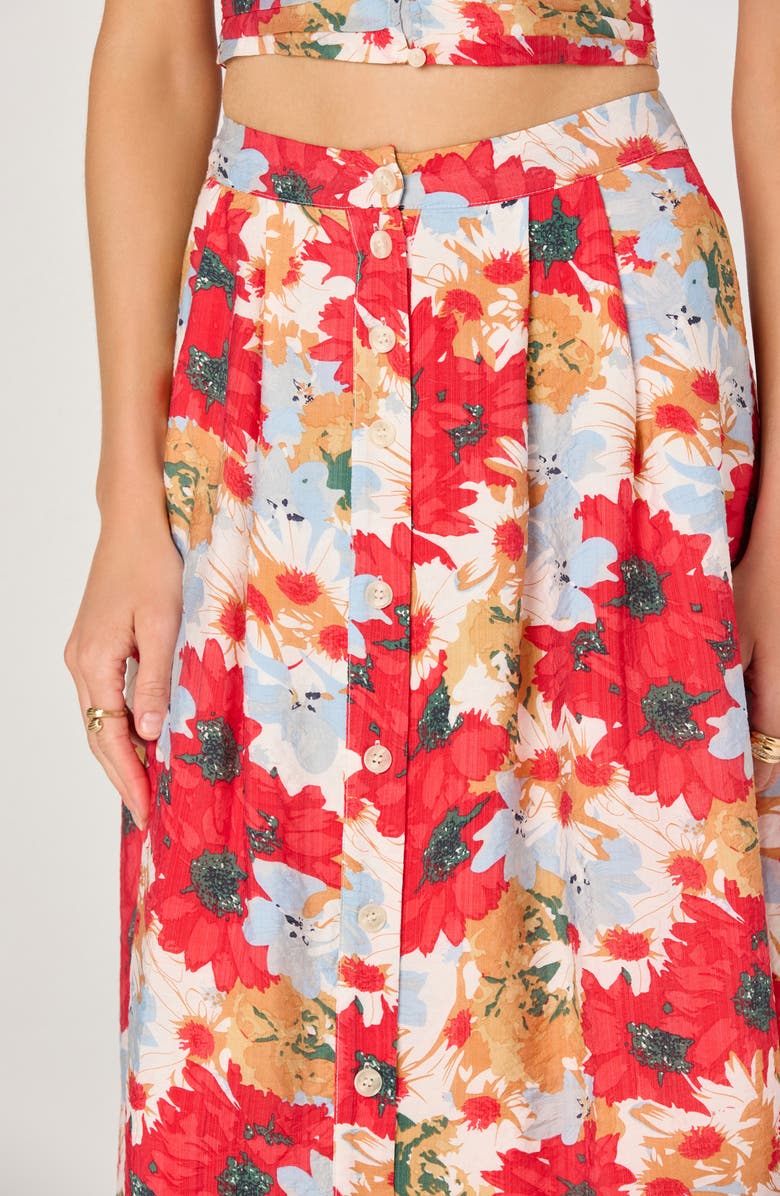 ASTR the Label Floral Print Midi Skirt, Alternate, color, Red Multi Floral