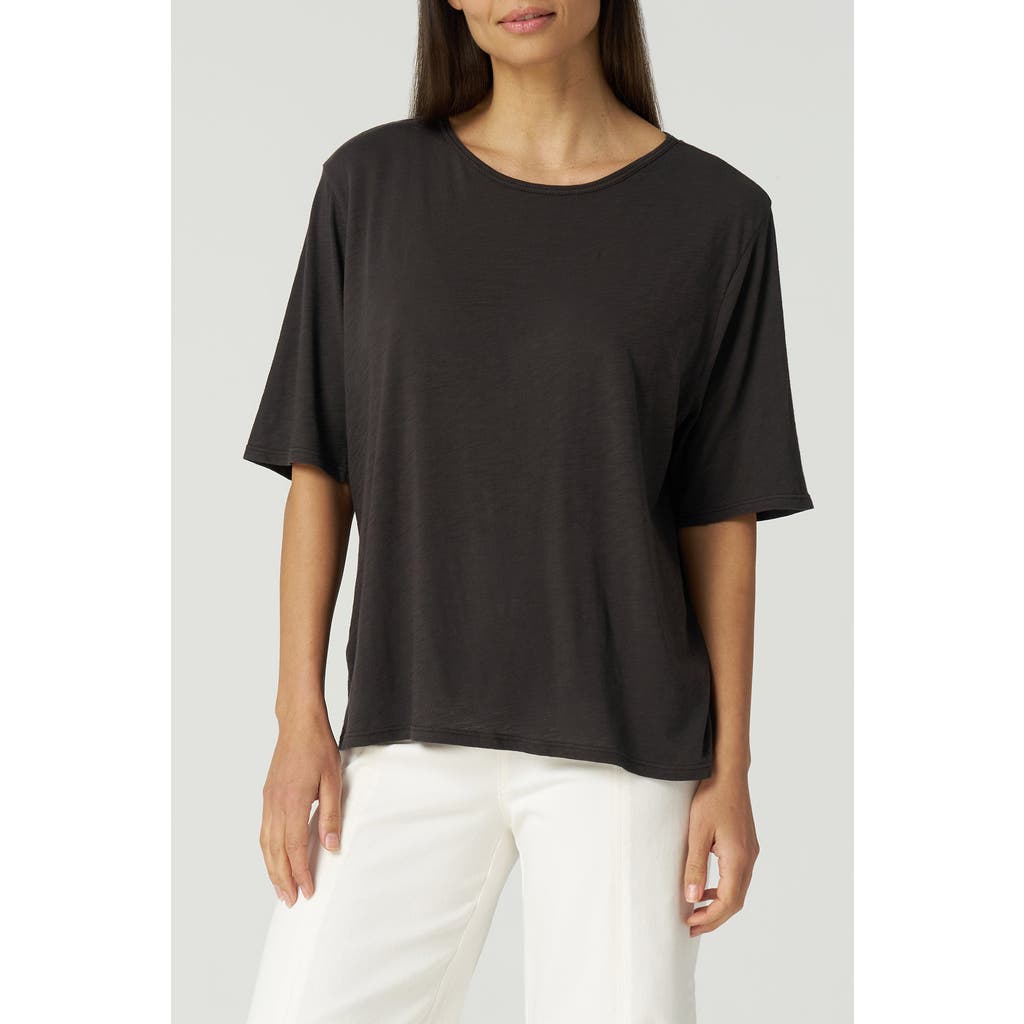 Franne Golde Slub Jersey Elbow Sleeve Crewneck Tee