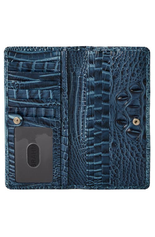 Brahmin Ady Croc Embossed Leather Wallet In Blue
