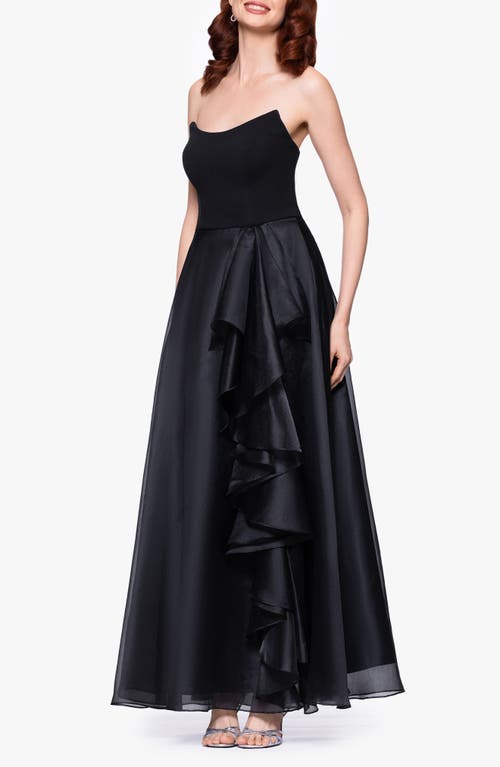 Betsy & Adam Plus Size Mixed-material Strapless Ball Gown