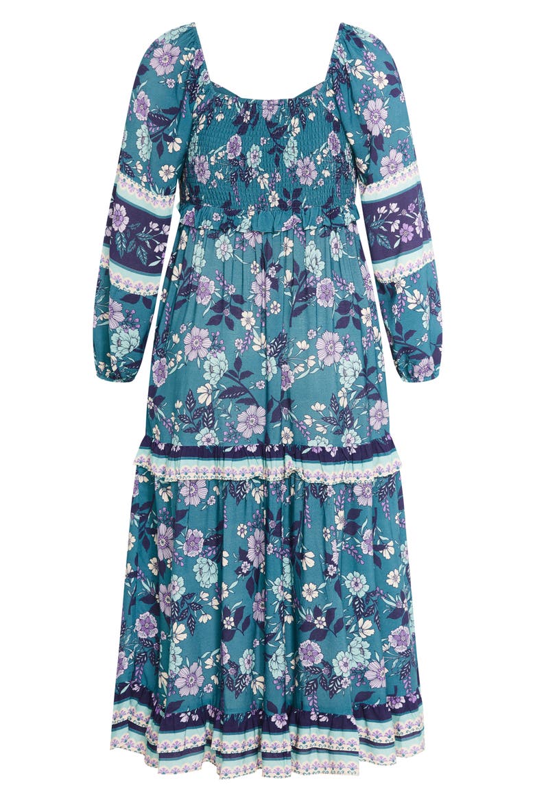 Lyra Floral Print Long Sleeve Maxi Dress, Alternate, color, BLUE BORDER