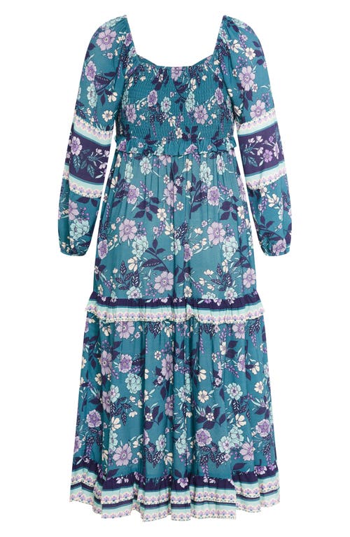 City Chic Lyra Floral Print Long Sleeve Maxi Dress In Multi