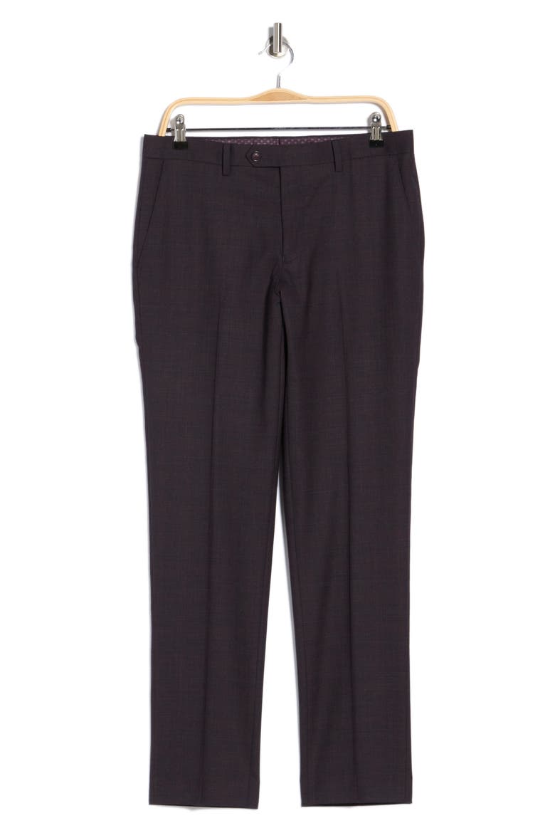 Flat Front Stretch Wool Blend Trousers, Alternate, color, PURPLE/ BLUE