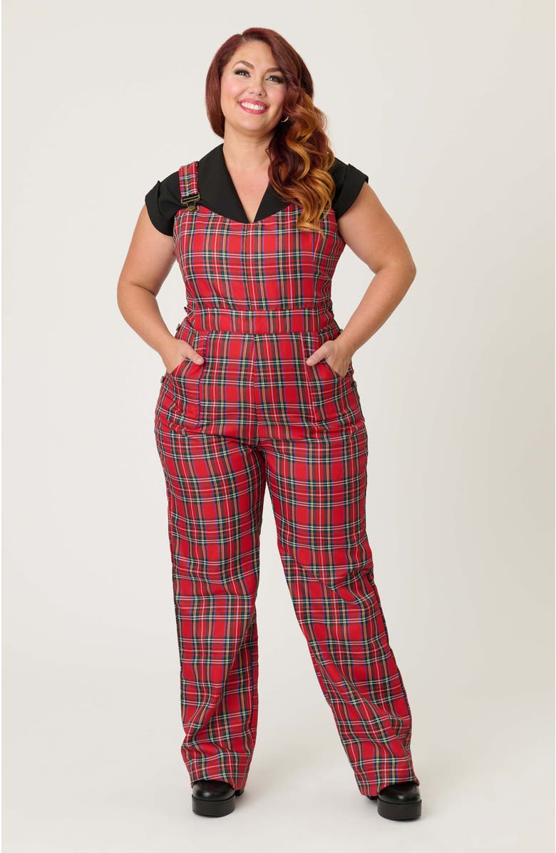 Unique Vintage Plus Size Wide Leg Overalls, Alternate, color, Red