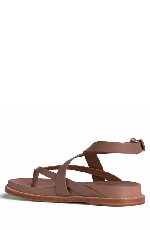 Allegra James Elise Leather Flat Sandal In Chestnut