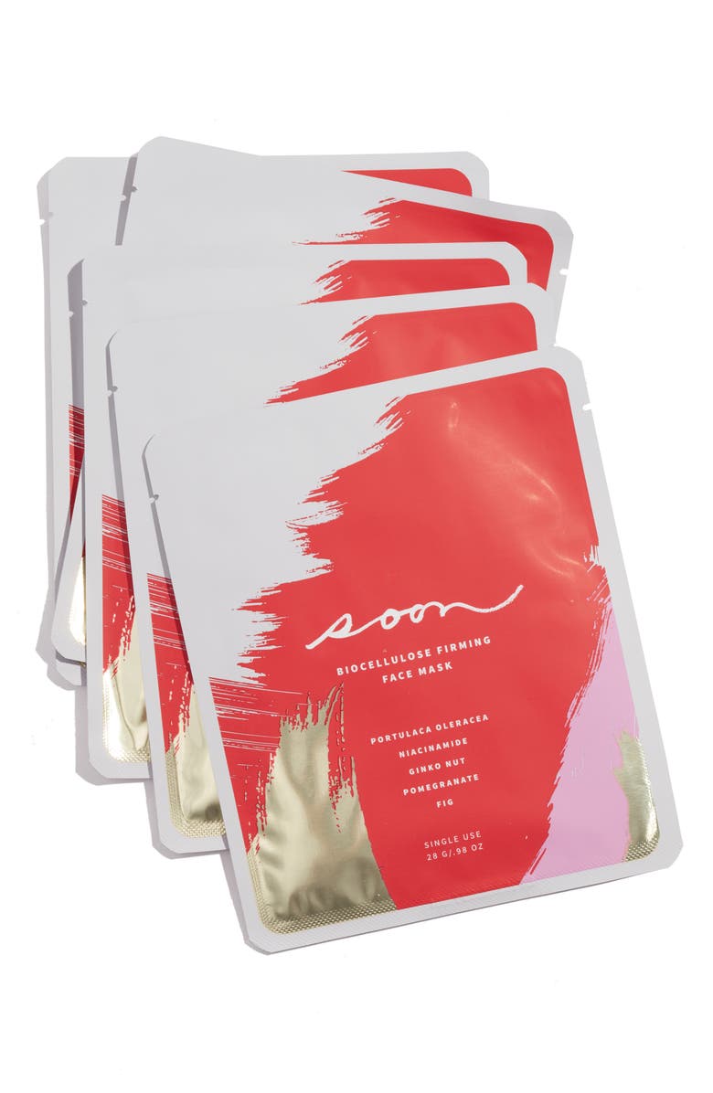 Soon Skincare Set of 5 Biocellulose Firming Face Masks, Main, color,