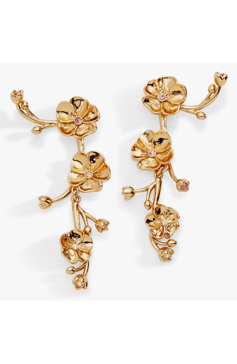 Alex and Ani New York Botanical Garden<sup>®</sup> 2-in-1 Pansy Statement Earrings, Main, color, Gold