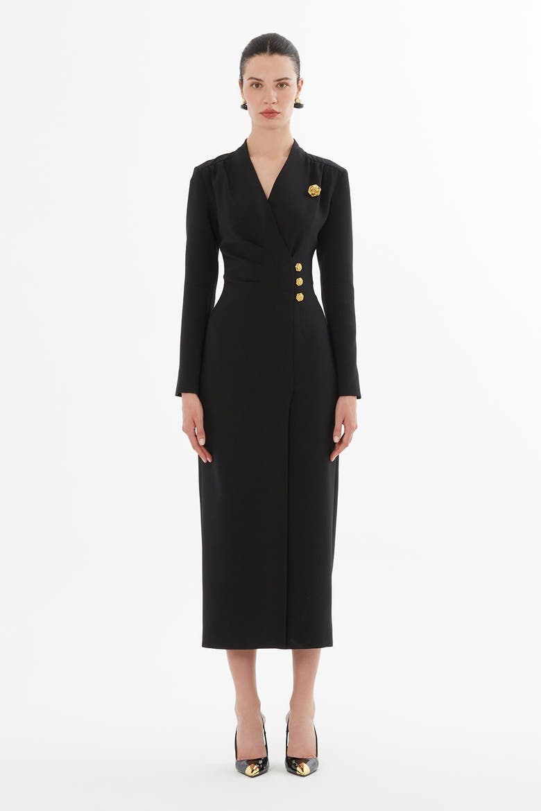 Wrap Dress with Front Slit, Main, color, Black