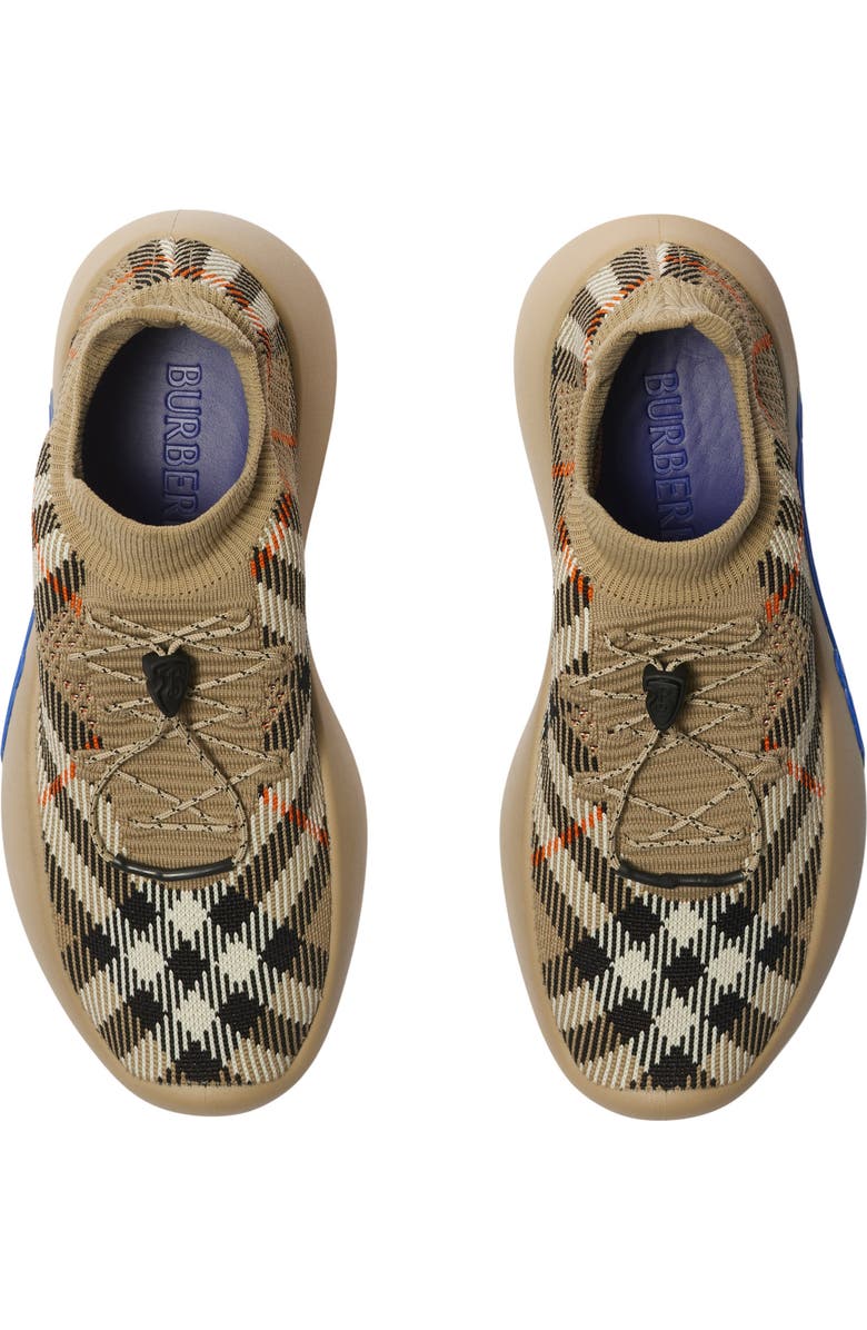 Burberry Check Knit Neptune Sneakers, Alternate, color, Sand