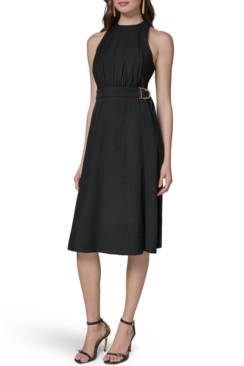 Racerback Faux Wrap Dress, Alternate, color, BLACK