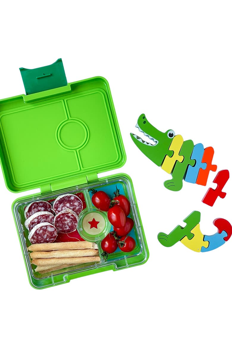 Snack leakproof Bento Box, Alternate, color, Green Shark