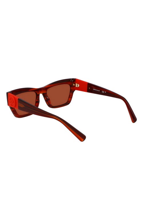 Longchamp Medallion 53mm Modified Rectangular Sunglasses In Striped Red