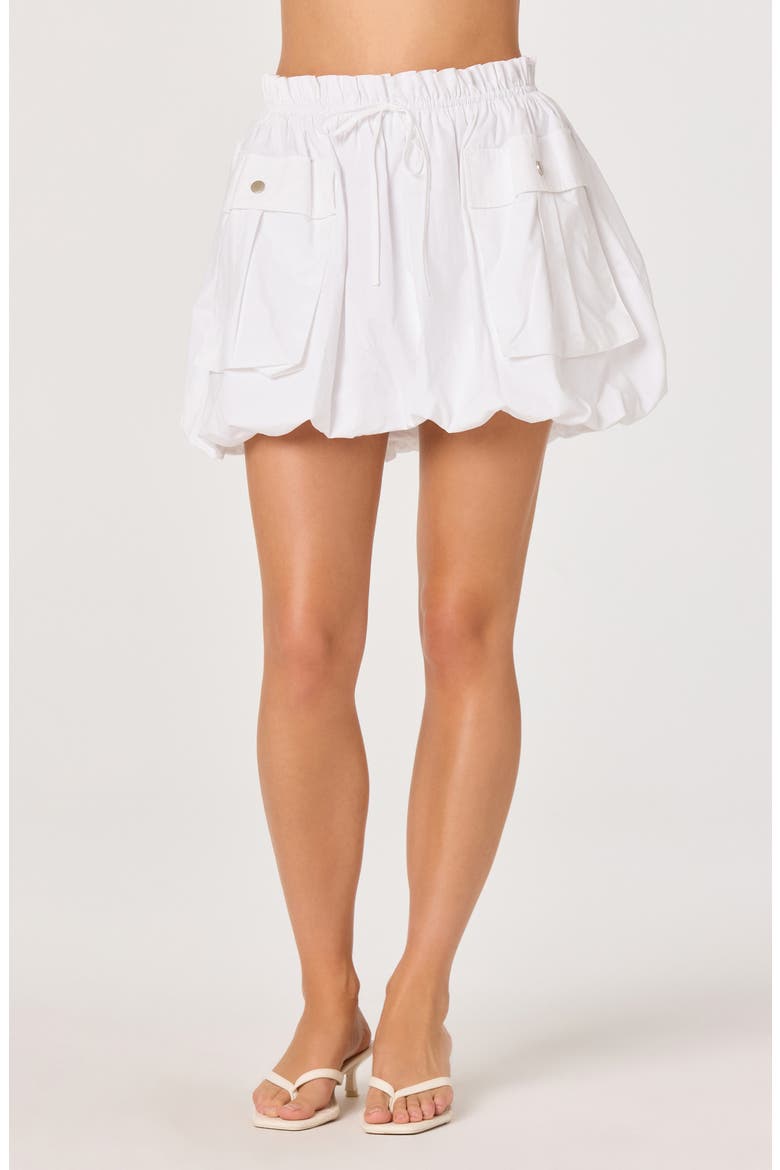 Rey Bubble Hem Drawstring Cotton Miniskirt, Alternate, color, WHITE