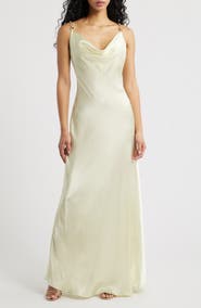 Jump Apparel Solid Long Satin Slip Dress