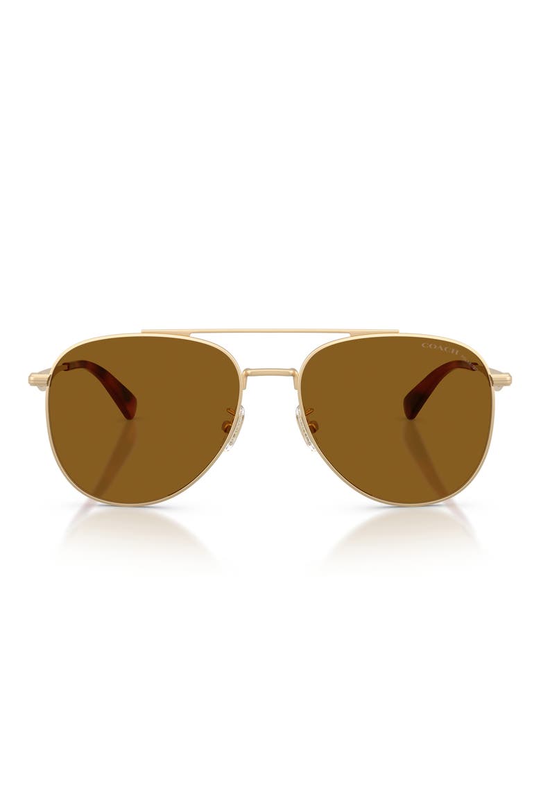 58mm Polarized Pilot Sunglasses, Main, color, SATIN LIGHT GOLD / BROWN SOLID POLAR