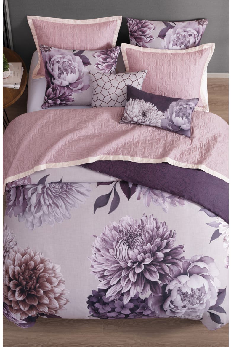 Plum Petal Print 8-Piece Reversible Comforter Set, Alternate, color, PURPLE