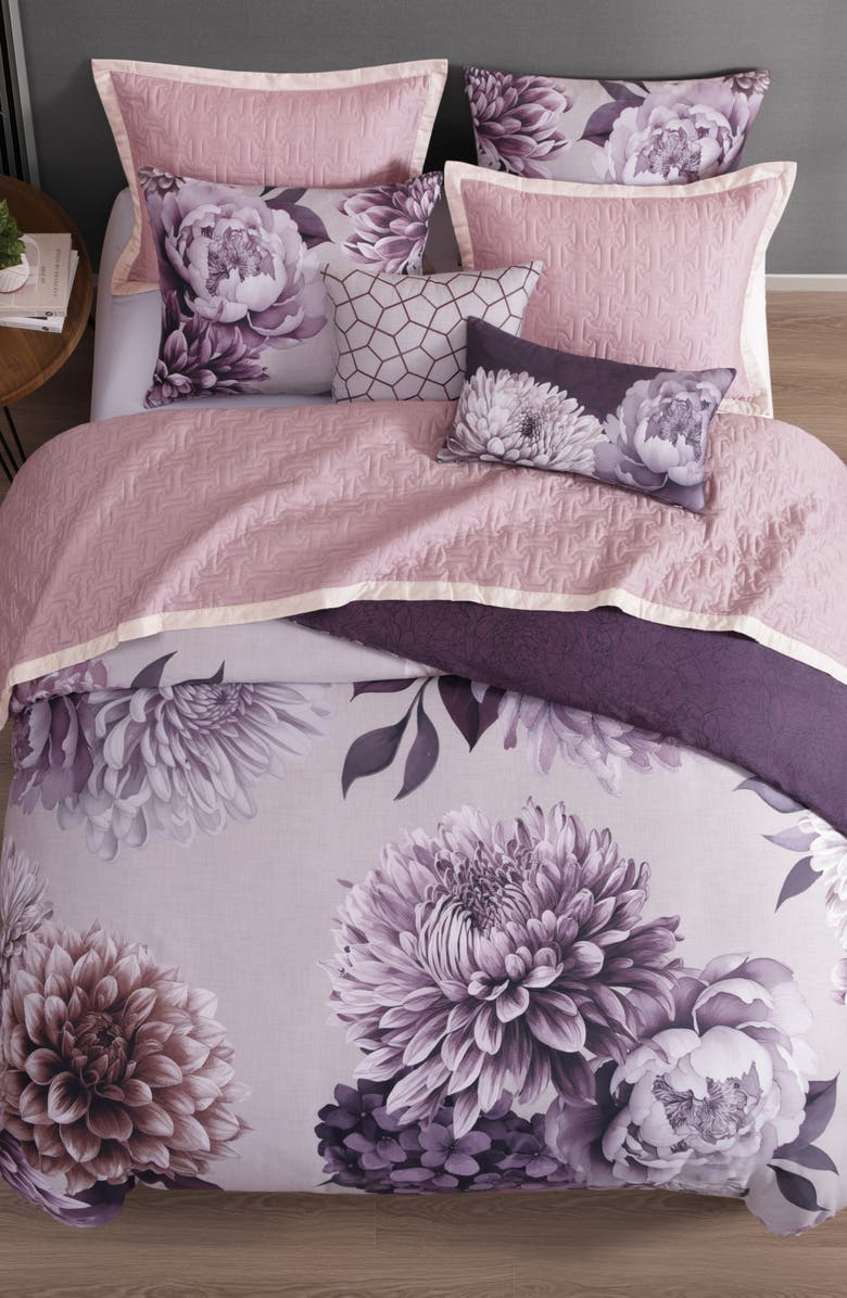 Bebejan Plum Petal Print 8-Piece Reversible Comforter Set, Alternate, color, Purple
