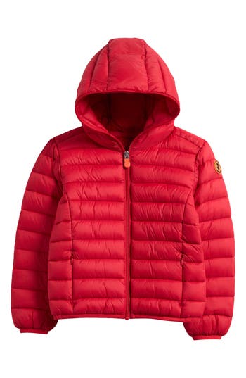 Save The Duck Kids' Giga Hooded Puffer Jacket In Red