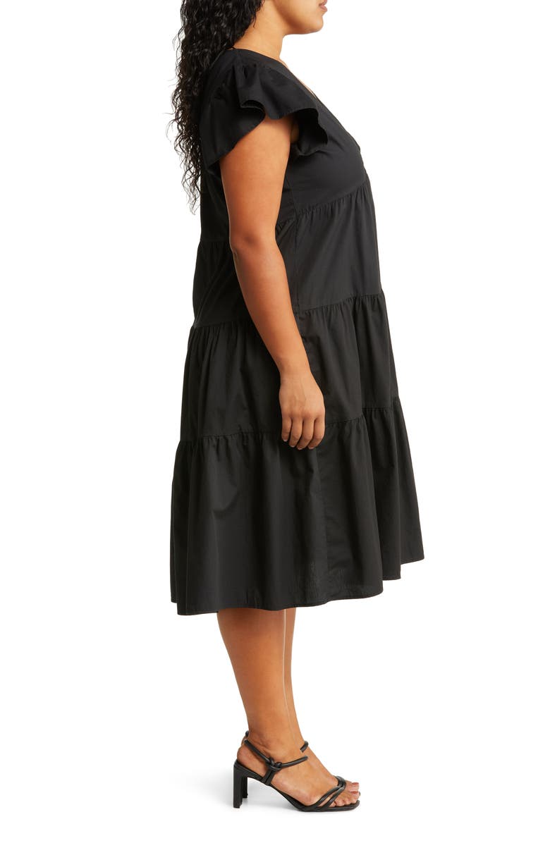 VERO MODA CURVE Jarlotte Ruffle Sleeve Cotton Dress, Alternate, color,