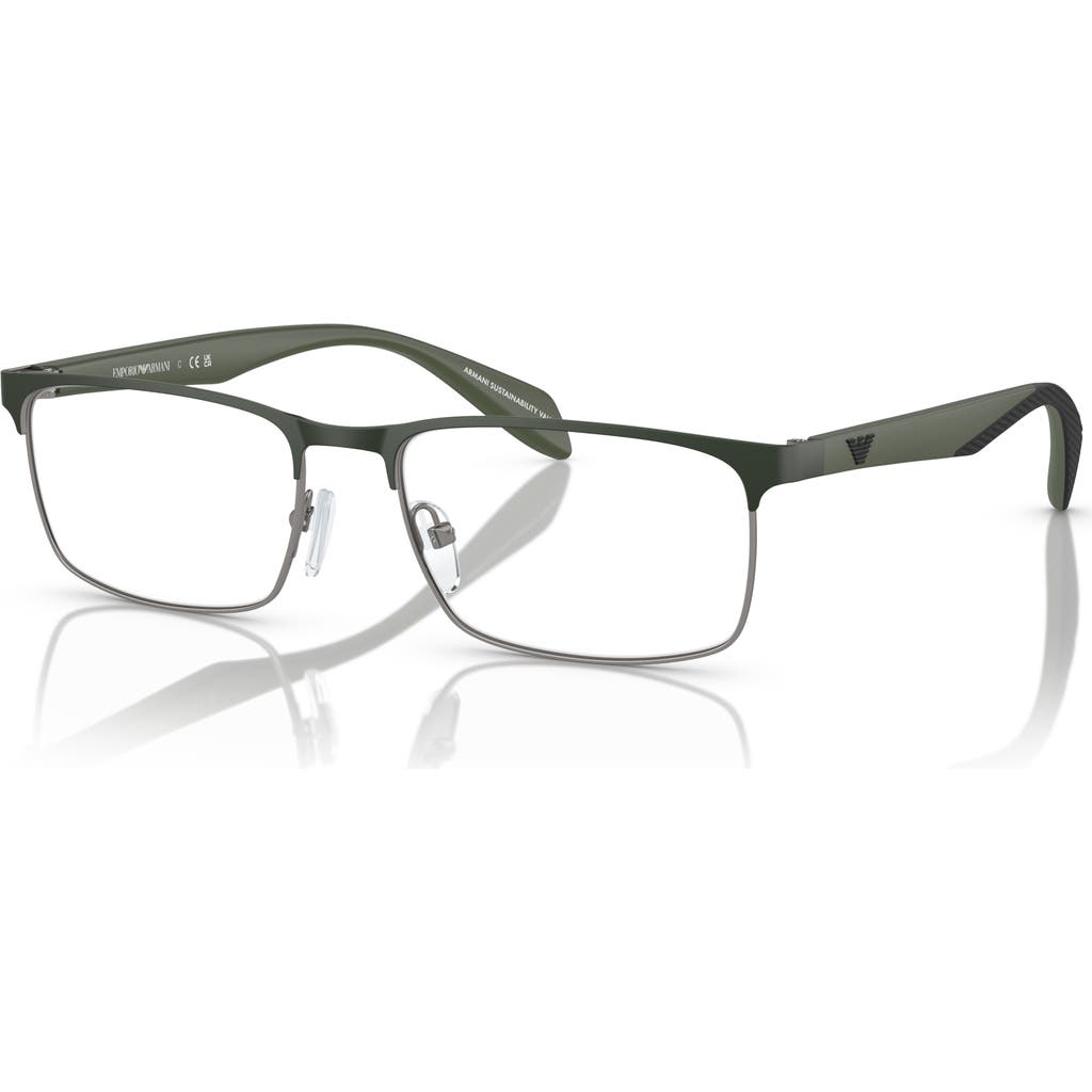 Emporio Armani 56mm Rectangle Optical Glasses In Green
