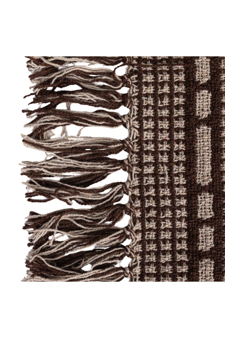Soft Throw with Diamond Pattern and Fringe, Alternate, color, Brown
