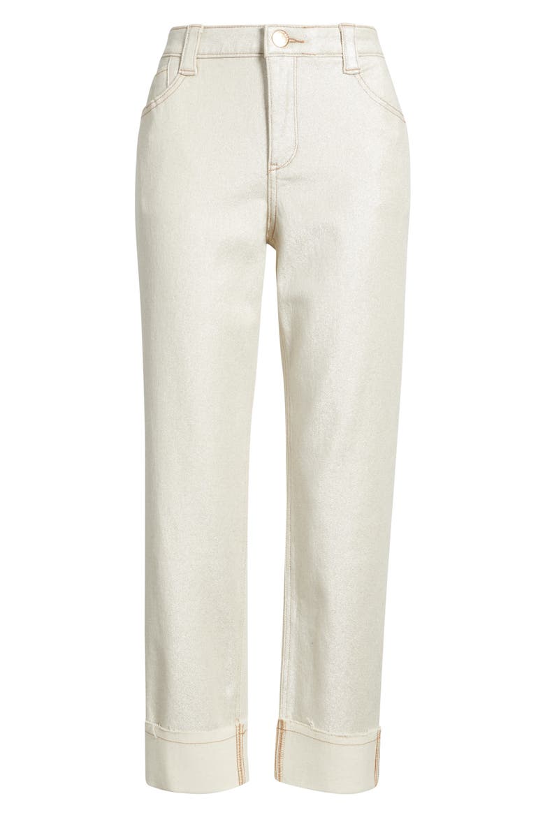 High Waist Fray Hem Jeans, Alternate, color, BLANCHED ALMOND