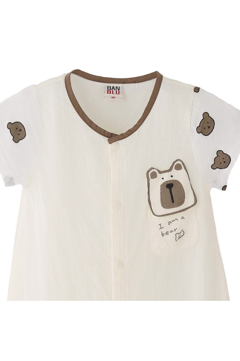 Bear Romper, Alternate, color, Ivory