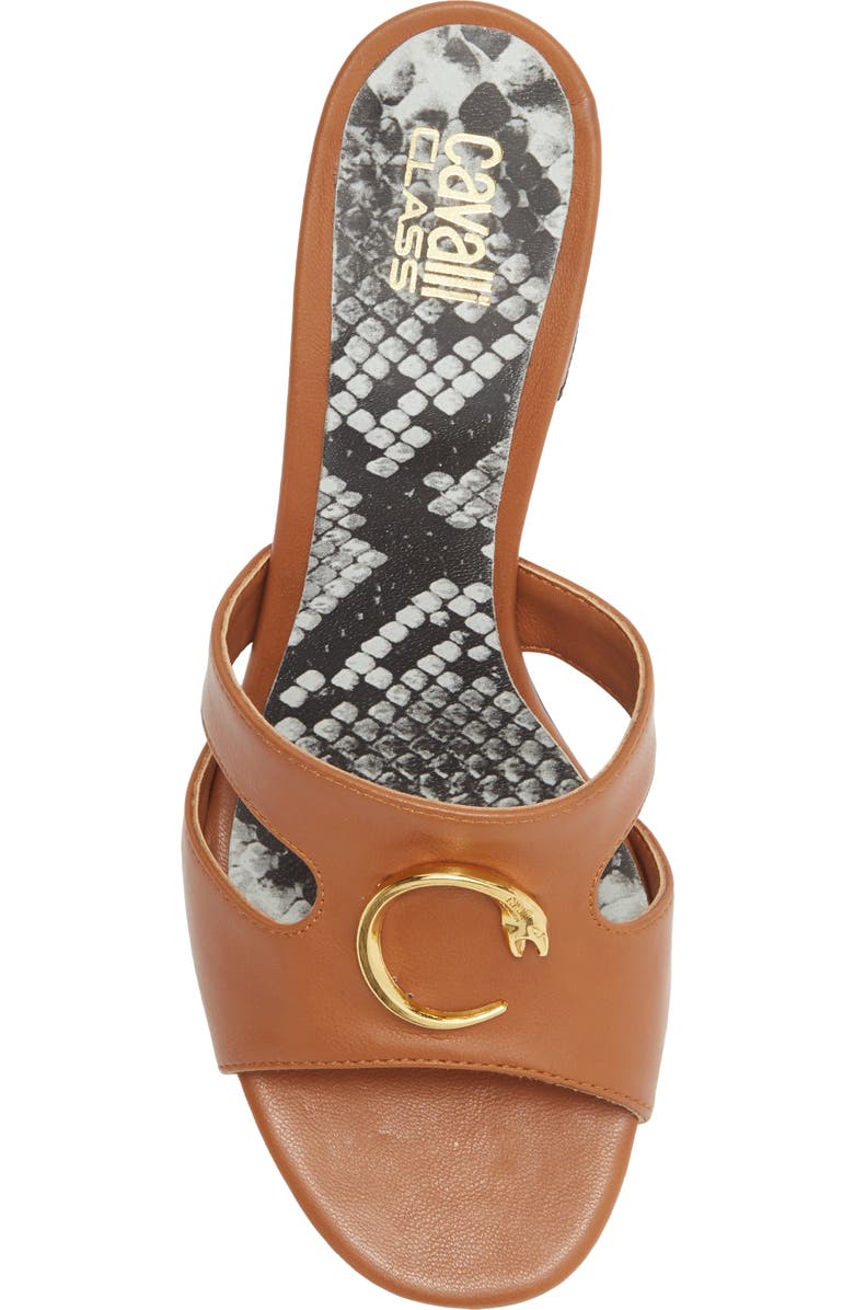 Roberto Cavalli Block Heel Slide Sandal, Alternate, color, Tan