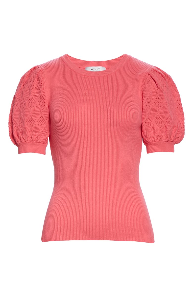 Milly Rib Pointelle Short Sleeve Sweater, Alternate, color,