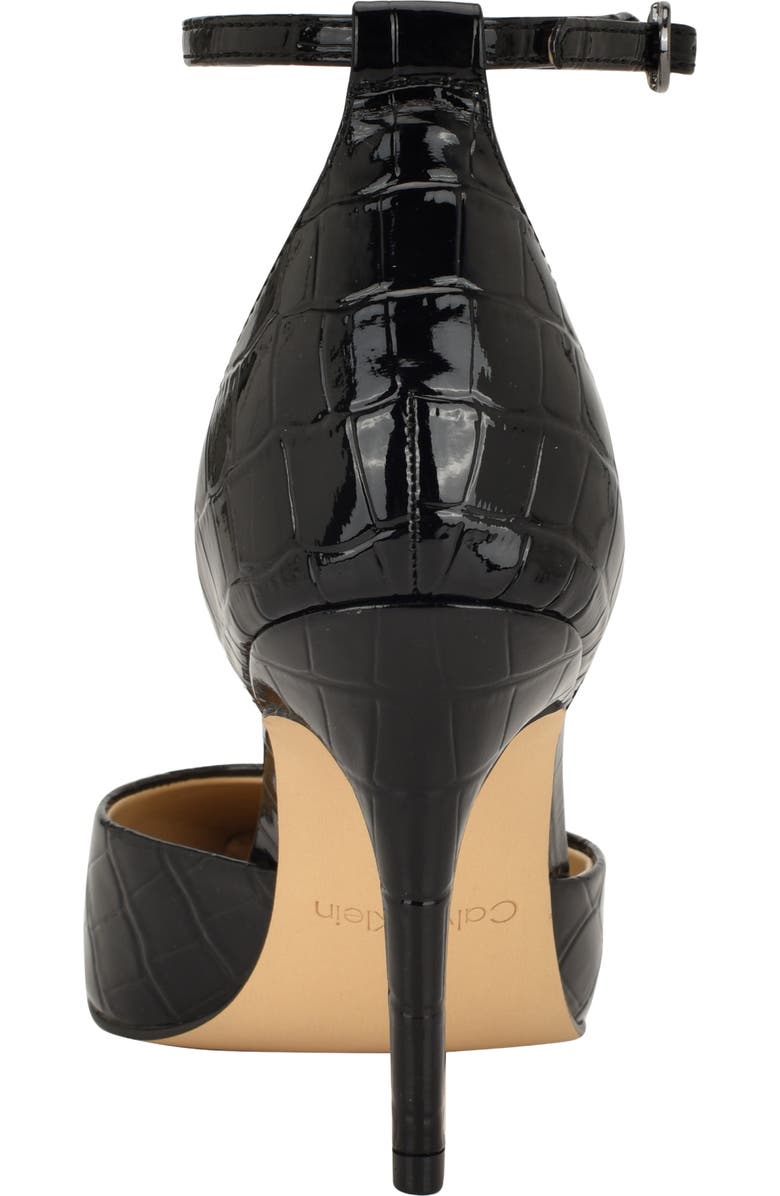 Calvin Klein Olettia Ankle Strap Pointed Toe Pump, Alternate, color, Black Leather