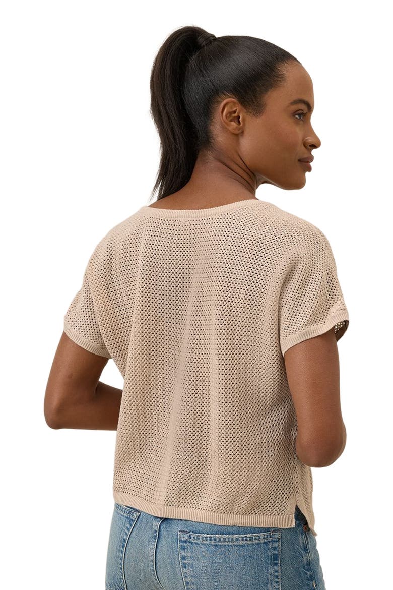 Beachside Linen V-Neck Top Made with Organic Cotton, Alternate, color, Sandshell