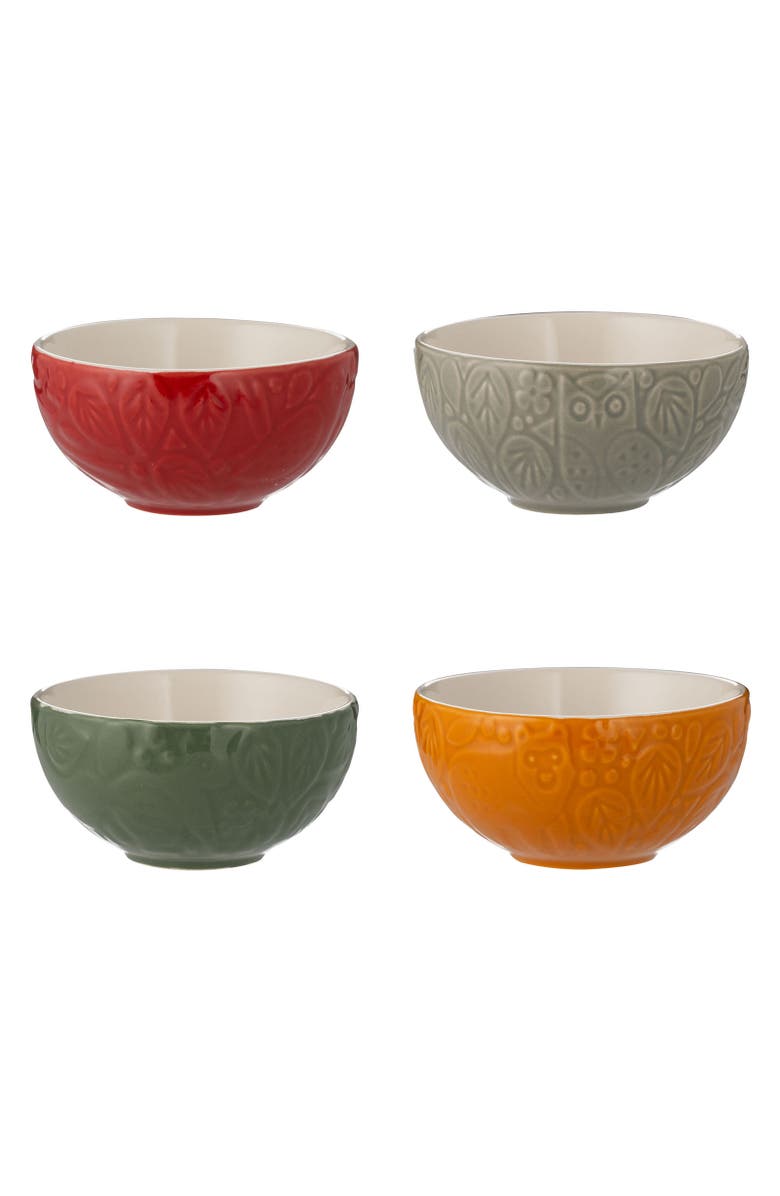 MASON CASH In the Forest Mini Bowl Set, 4 Stoneware Prep Bowls with Embossed Woodland Designs, Main, color, Multicolored