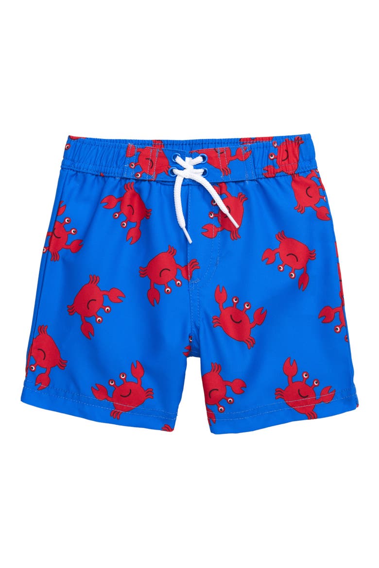 Crab Print Swim Trunks, Main, color, BLUE