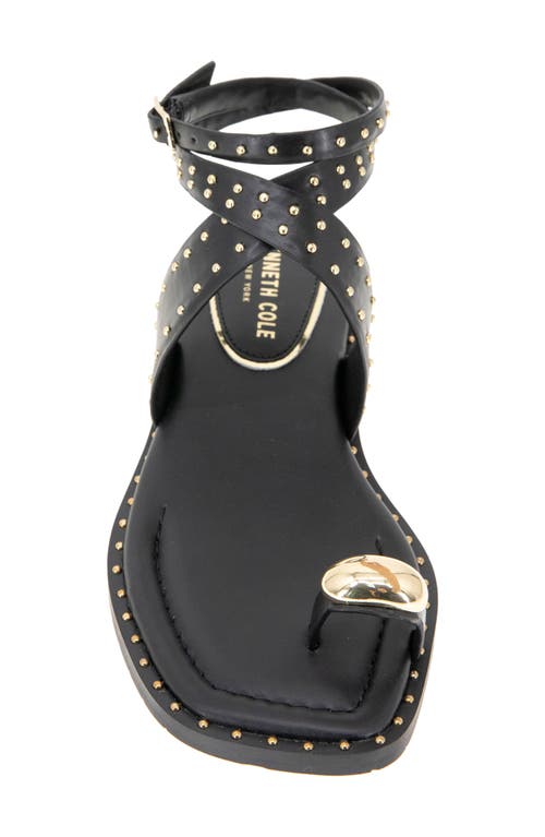 Kenneth Cole Ravenn Studded Wraparound Ankle Strap Sandal In Black