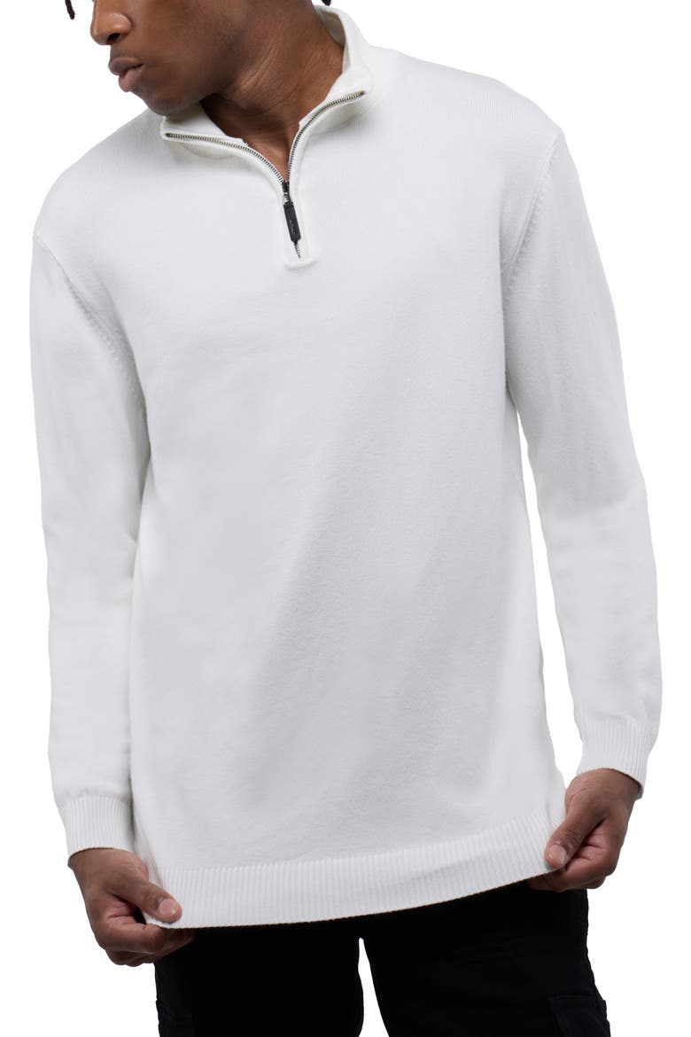 Quarter Zip Mock Neck Sweater, Alternate, color, OFF WHITE
