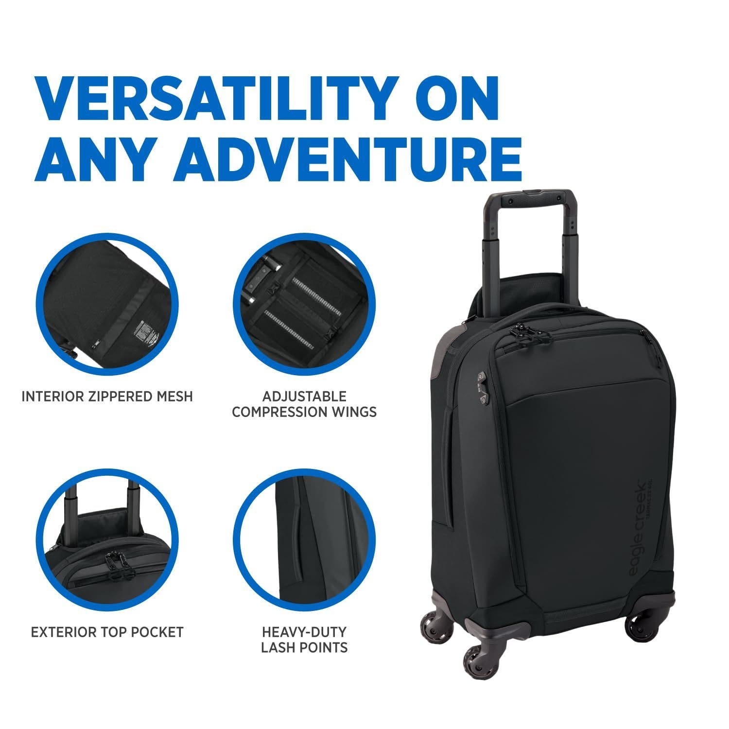 EAGLE CREEK Tarmac XE 4 Wheeled Carry On Luggage, Alternate, color, Black