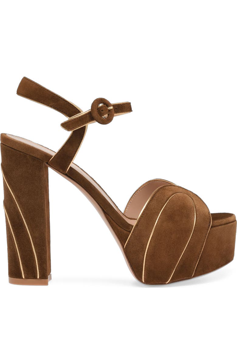 Gianvito Rossi Tamara Sandal, Main, color, Brown Suede And Nappa