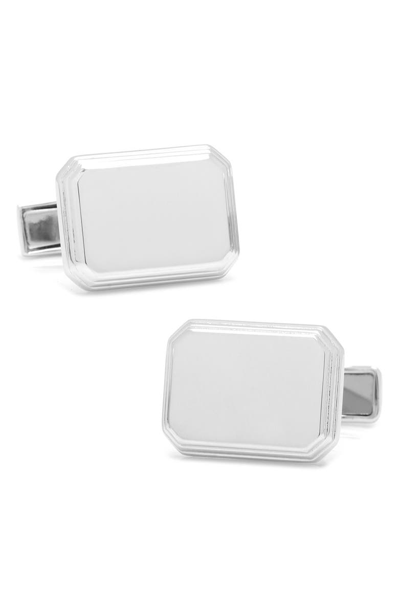 Cufflinks, Inc. Engravable Rectangle Sterling Silver Cuff Links, Main, color,