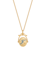 Fable England F Initial Forget-Me-Not Gold Spinner Chain Necklace
