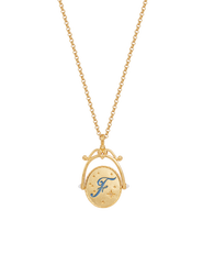 Fable England F Initial Forget-Me-Not Gold Spinner Chain Necklace