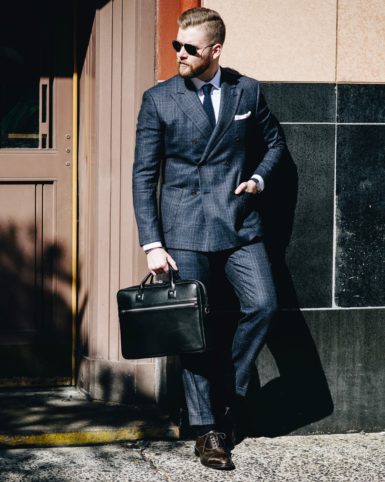 Dylan Slim Leather Briefcase, Alternate, color, Black