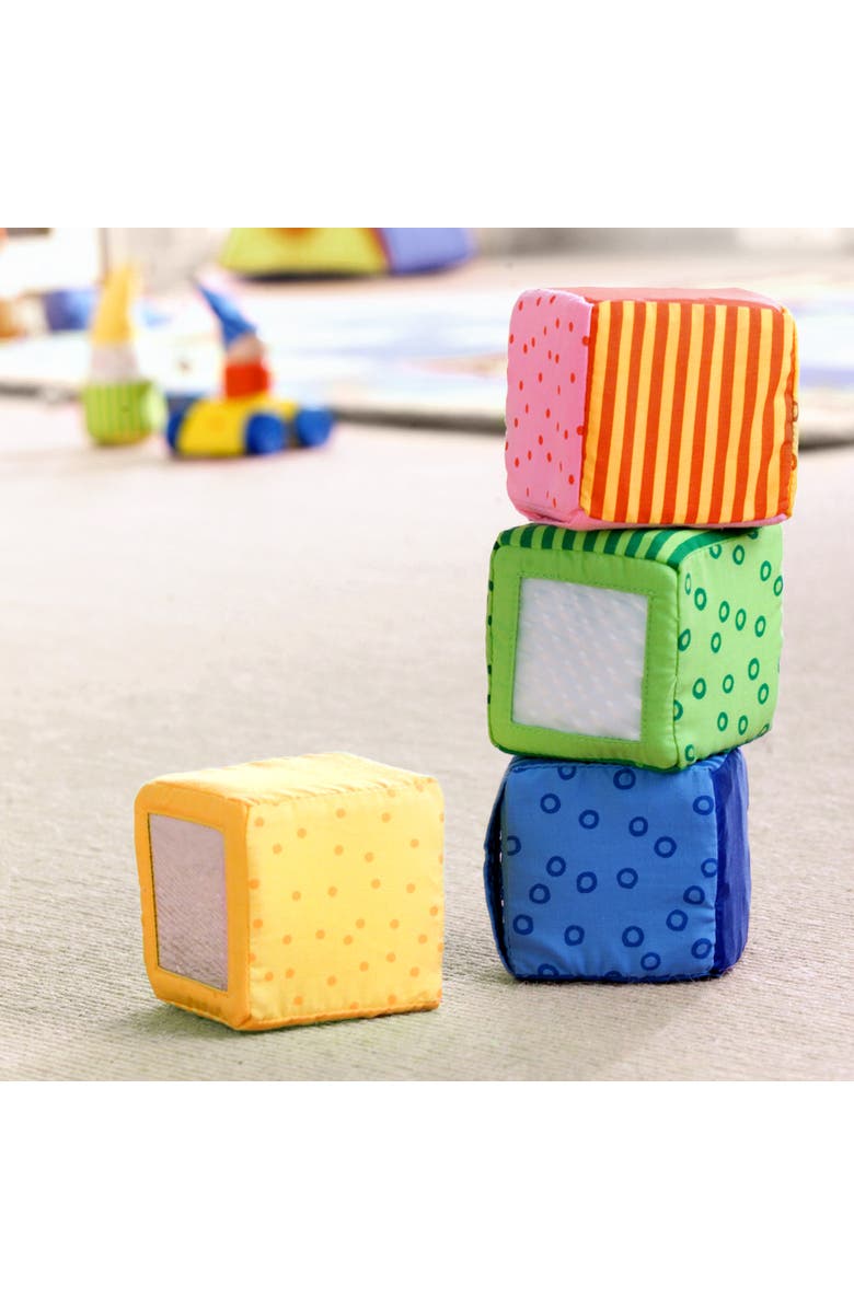 HABA Soft Blocks for Babies 6-12 Months, Happy Quartett Sensory Toy Features a Unique Sound
Texture in All 4 Baby Blocks, Alternate, color, Multi